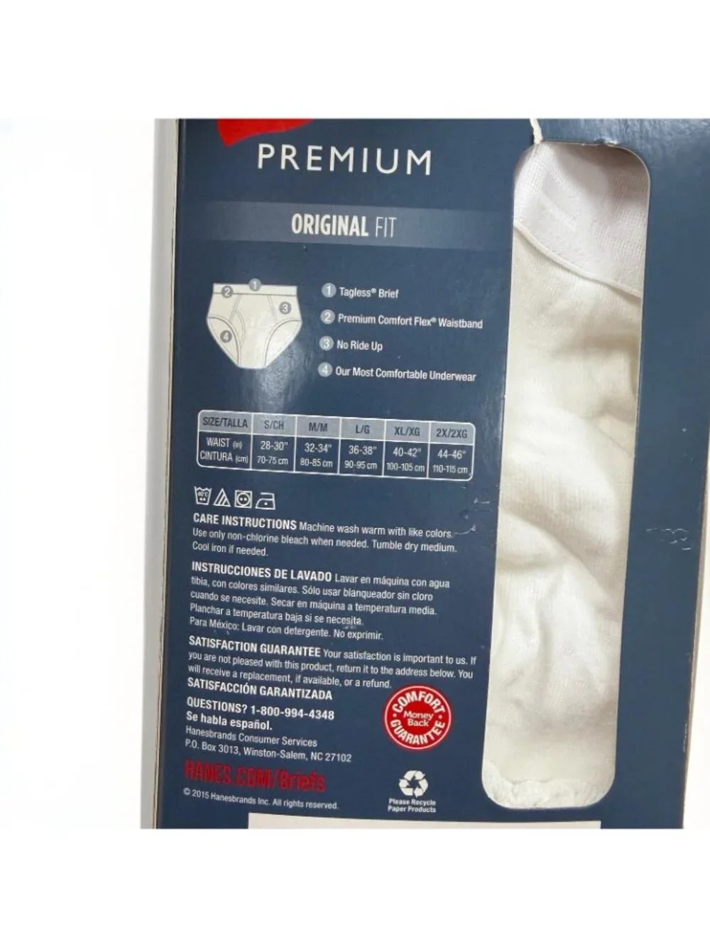 Hanes Premium Original Fit Briefs 7-Pack in White size S Small 100% Cotton NEW
